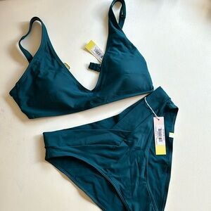 Summersalt deep teal bikini set. Top size 8, bottom size 6. NWT.